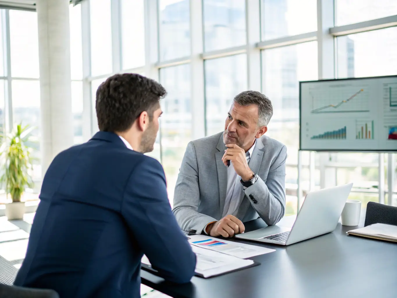 A professional image of Samir presenting a data-driven strategy to a client, emphasizing his expertise in FMCG consulting.